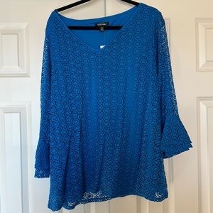Roz & Ali Dressbarn NWT Blue Lace Shirt